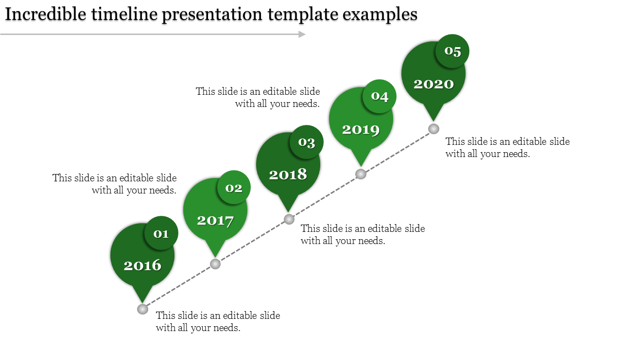 Amazing Timeline Presentation Template In Green Color